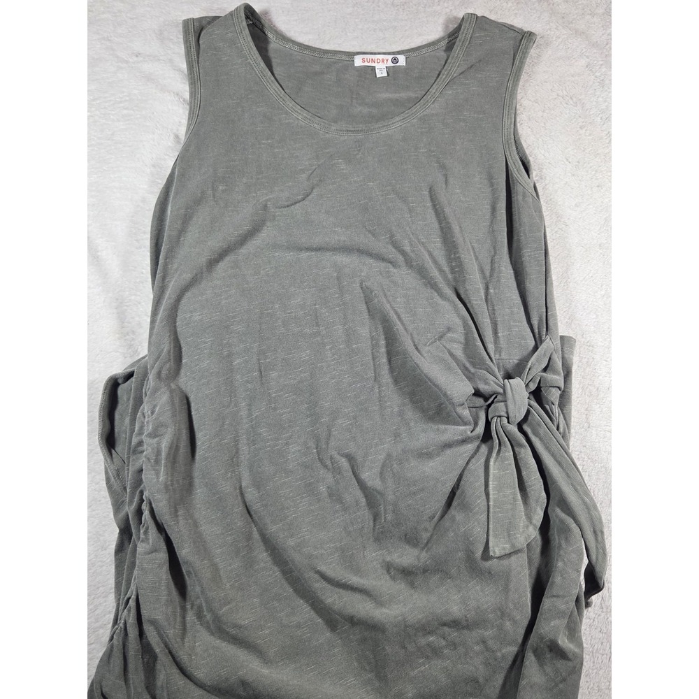Sundry Made USA Dress Size 1 Gray Sleeveless Knot Front Cotton Stretch
